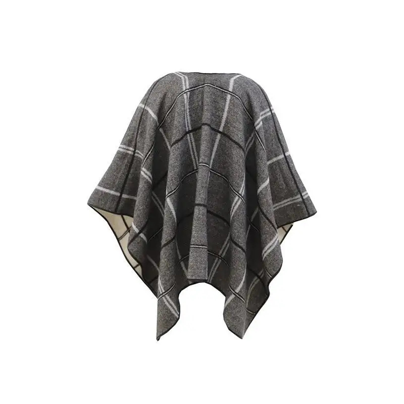 DON ALGODÓN PONCHO A CUADROS REVERSIBLE TARTÁN - TALLA ÚNICA