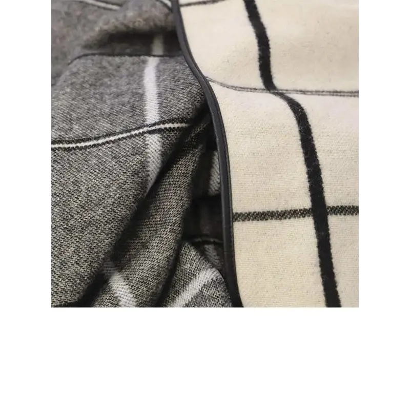 DON ALGODÓN PONCHO A CUADROS REVERSIBLE TARTÁN - TALLA ÚNICA