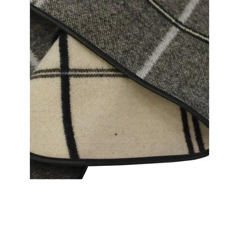 DON ALGODÓN PONCHO A CUADROS REVERSIBLE TARTÁN - TALLA ÚNICA