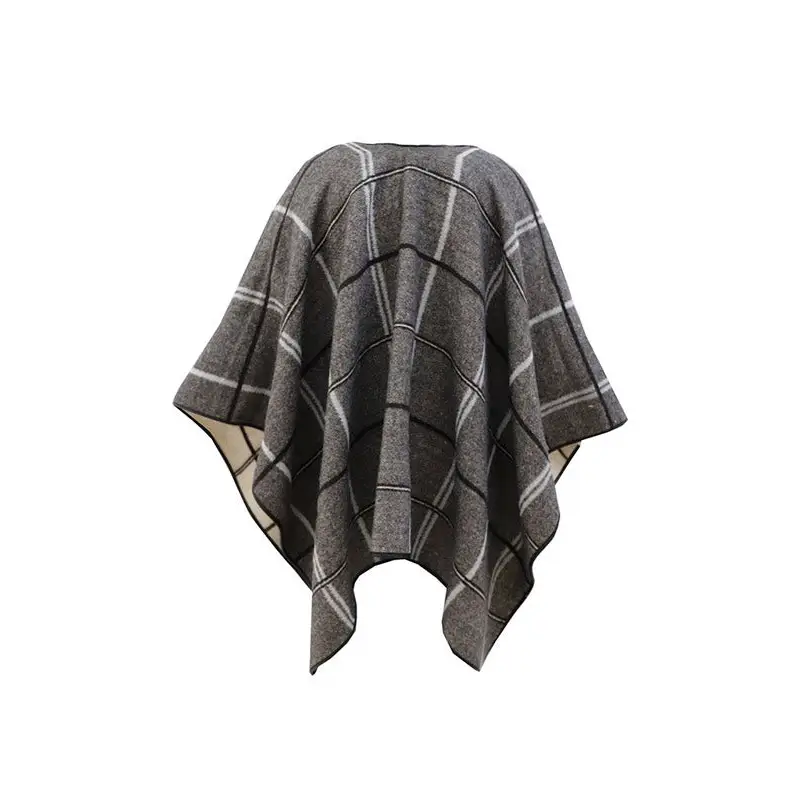 DON ALGODÓN PONCHO A CUADROS REVERSIBLE TARTÁN - TALLA ÚNICA