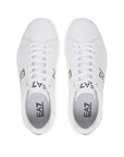 EMPORIO ARMANI SNEAKER CLASSIC EA7 MFA WHITE BLACK DETAILS