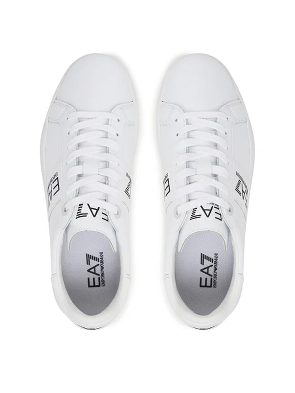 EMPORIO ARMANI SNEAKER CLASSIC EA7 MFA WHITE BLACK DETAILS