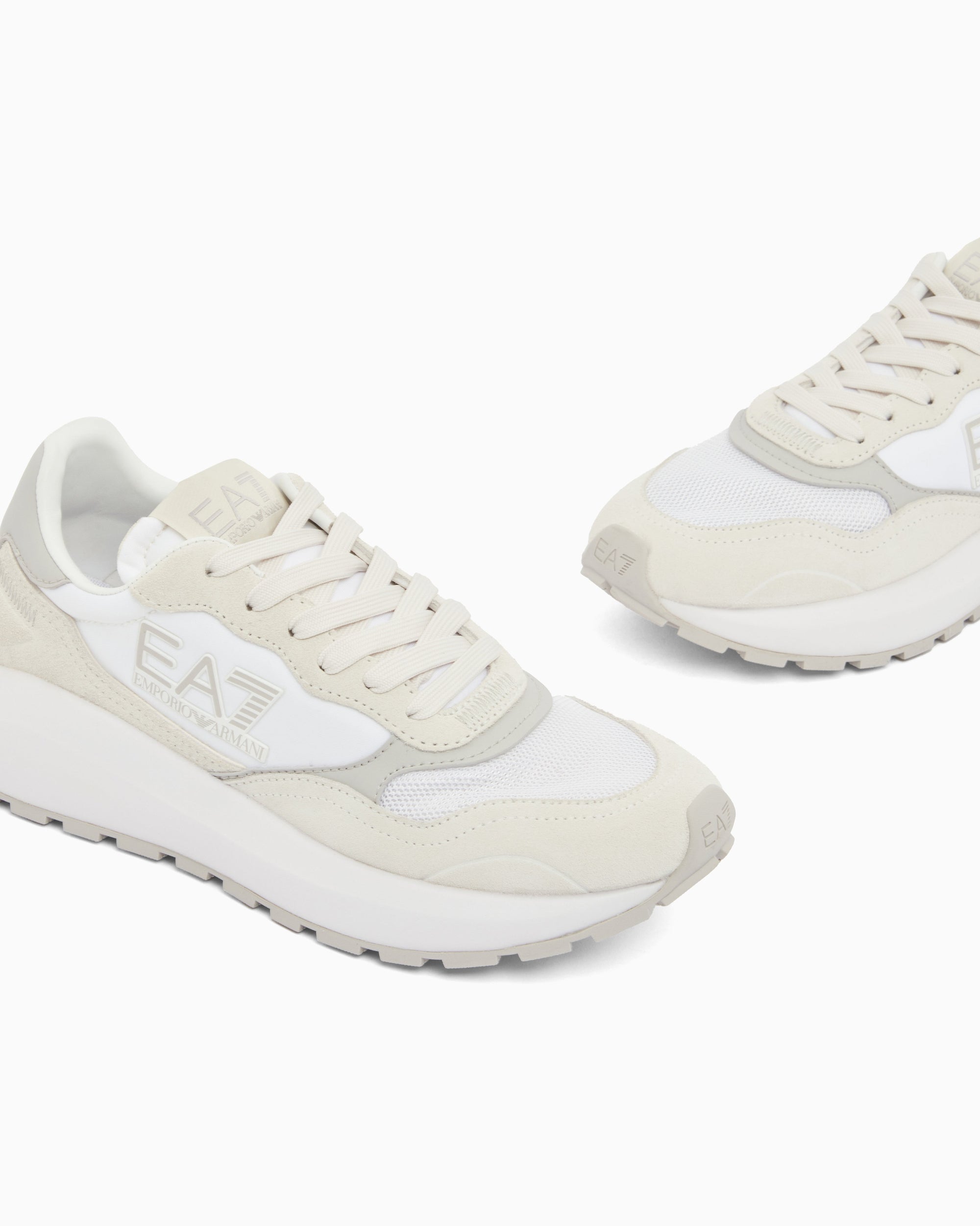 EMPORIO ARMANI SNEAKER WADER MESH NYLON PU SU WHITE QUIET GRAY 7X000341MZ589 - CALZADO