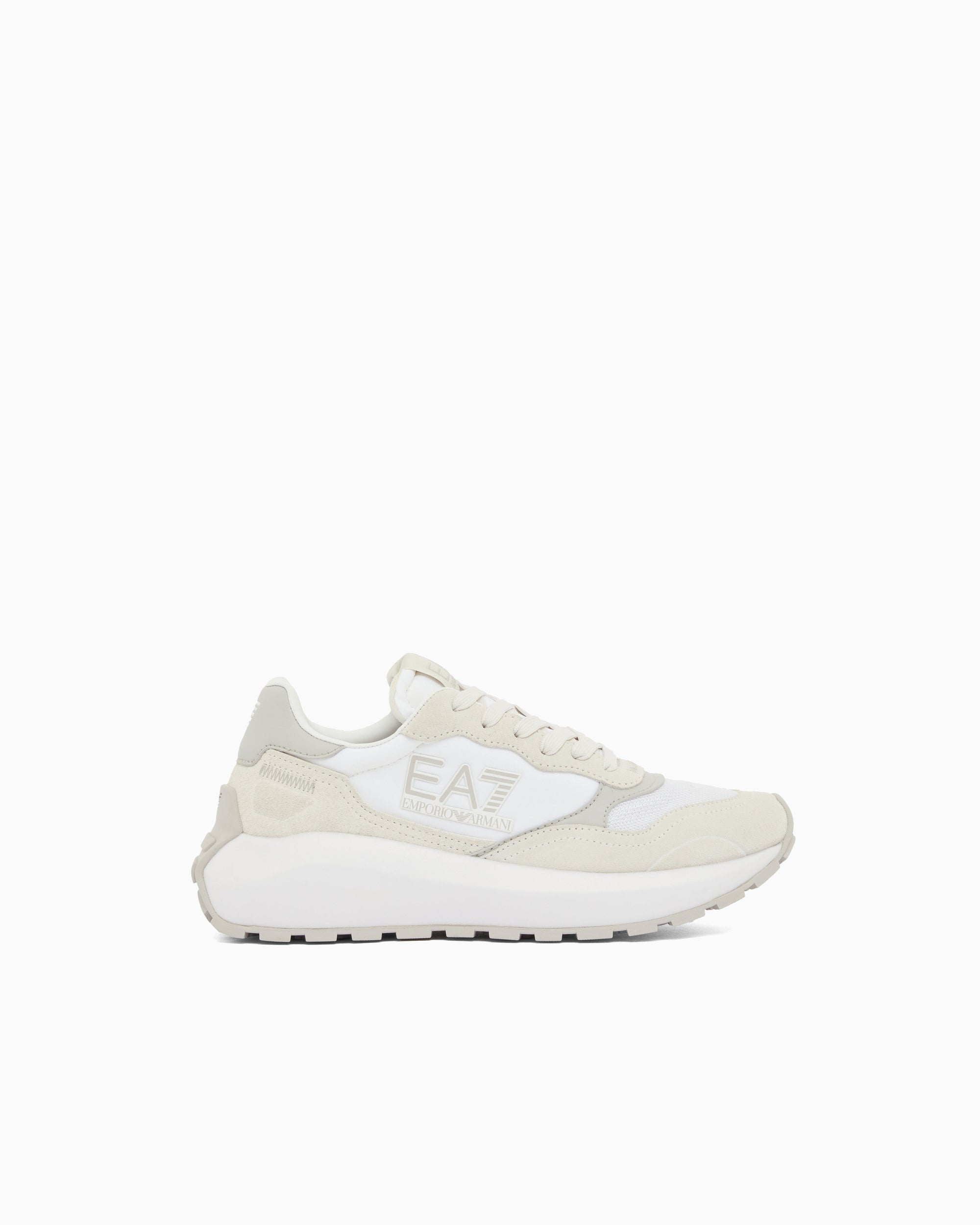 EMPORIO ARMANI SNEAKER WADER MESH NYLON PU SU WHITE QUIET GRAY 7X000341MZ589 - CALZADO