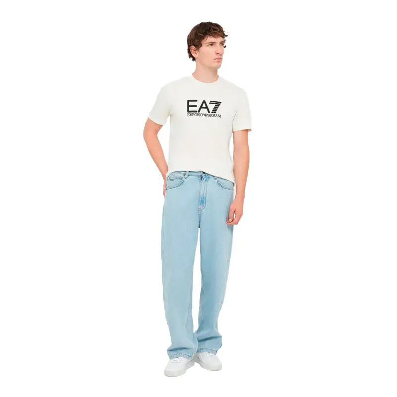 EMPORIO ARMANI T-SHIRT CREAM / BLACK - textil