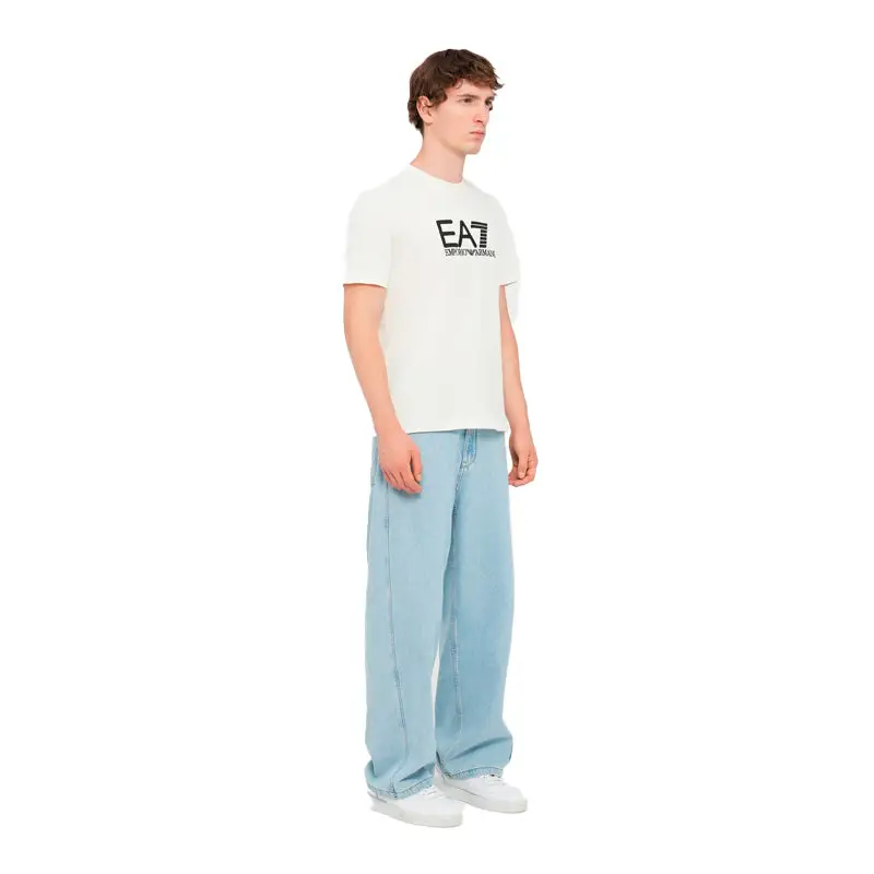 EMPORIO ARMANI T-SHIRT CREAM / BLACK - textil