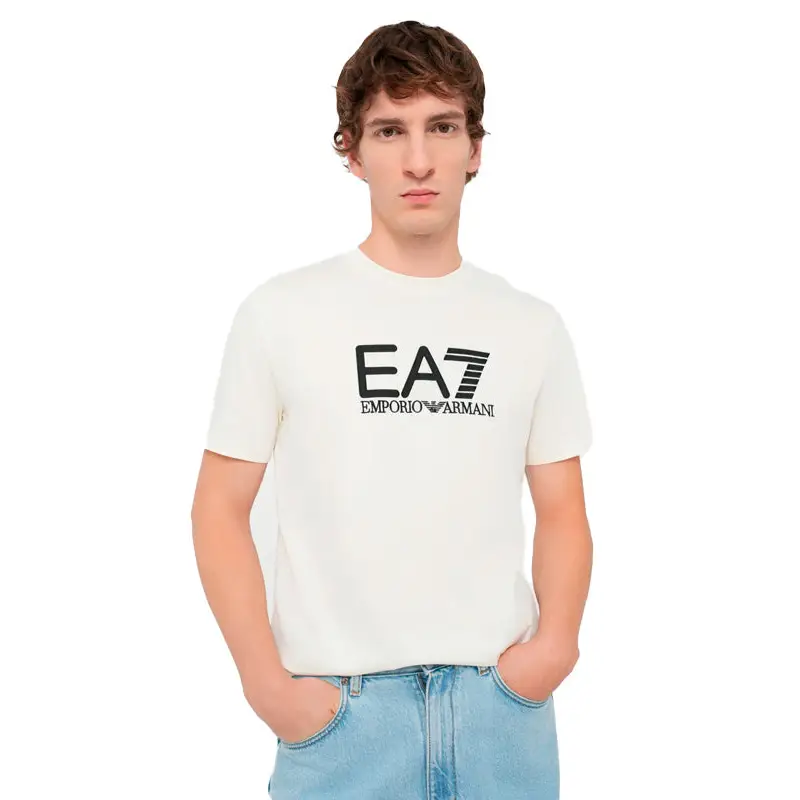 EMPORIO ARMANI T-SHIRT CREAM / BLACK - textil