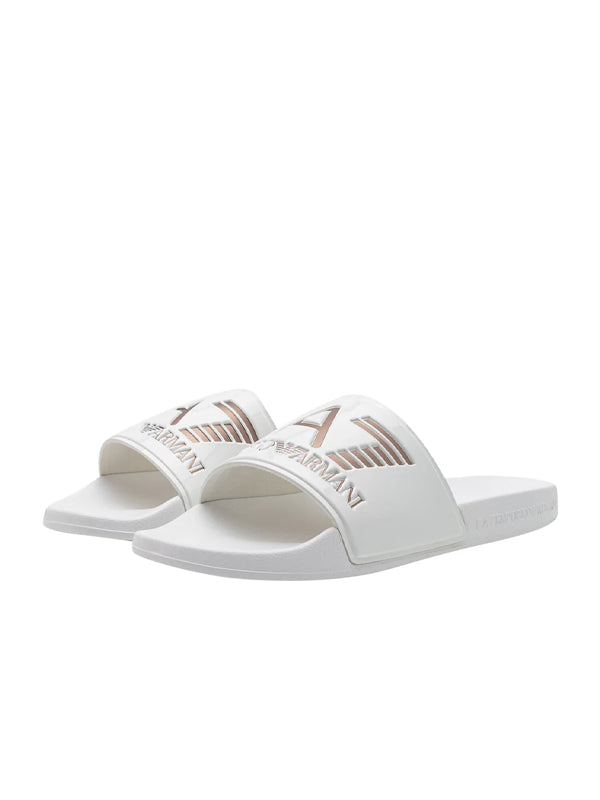 EMPORIO ARMANI WATER SPORTS VISIBILITY SLIPPE WHITE ROSE GOLD