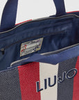LIU JO L TOTE STRIPED CANVAS BLUE