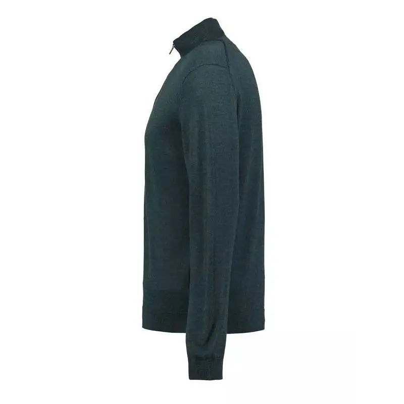 GANT EXTRAFINE MERINO WOOL HALF ZIP TARTAN GREEN - textil
