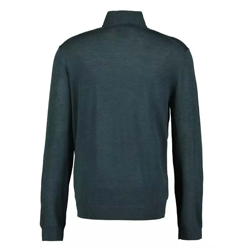 GANT EXTRAFINE MERINO WOOL HALF ZIP TARTAN GREEN - textil