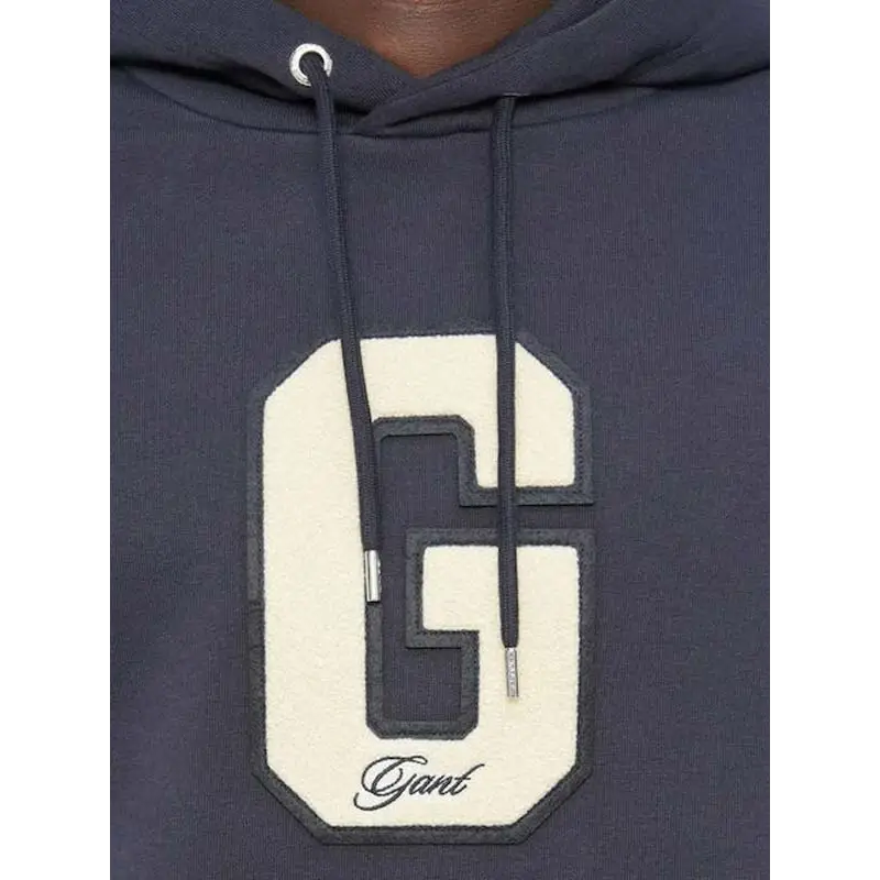 GANT G BADGE HODDIE EVENING BLUE - textil