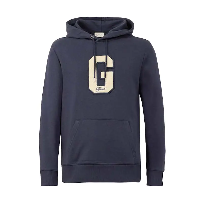 GANT G BADGE HODDIE EVENING BLUE - textil