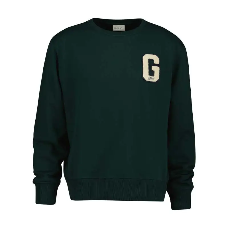 GANT G BADGE SWEAT C-NECK TARTAR GREEN - textil