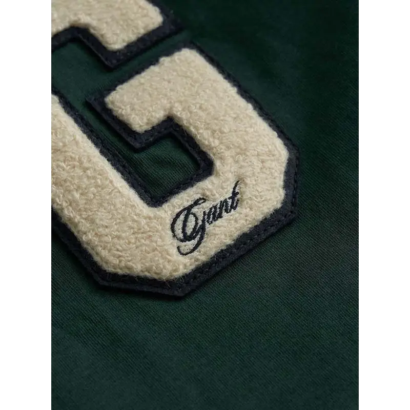 GANT G BADGE T-SHIRT TARTAN GREEN - textil