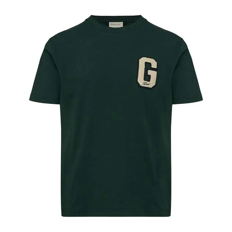 GANT G BADGE T-SHIRT TARTAN GREEN - textil