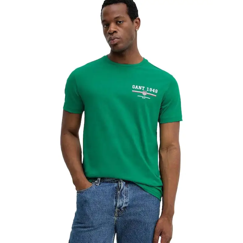 GANT GRAPHIC SS T-SHIRT TARTAN GREEN - textil