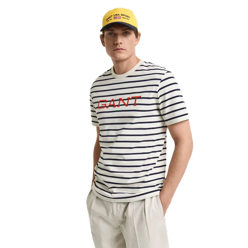 GANT GRAPHIC STRIPED SS T-SHIRT CREAM