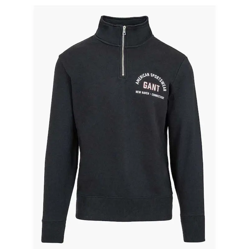 GANT PRINTED GRAPHIC HALF ZIP BLACK - textil