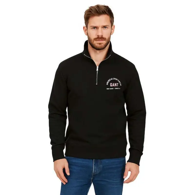 GANT PRINTED GRAPHIC HALF ZIP BLACK - textil