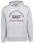 GANT PRINTED GRAPHIC HOODIE GREY MELANGE - textil