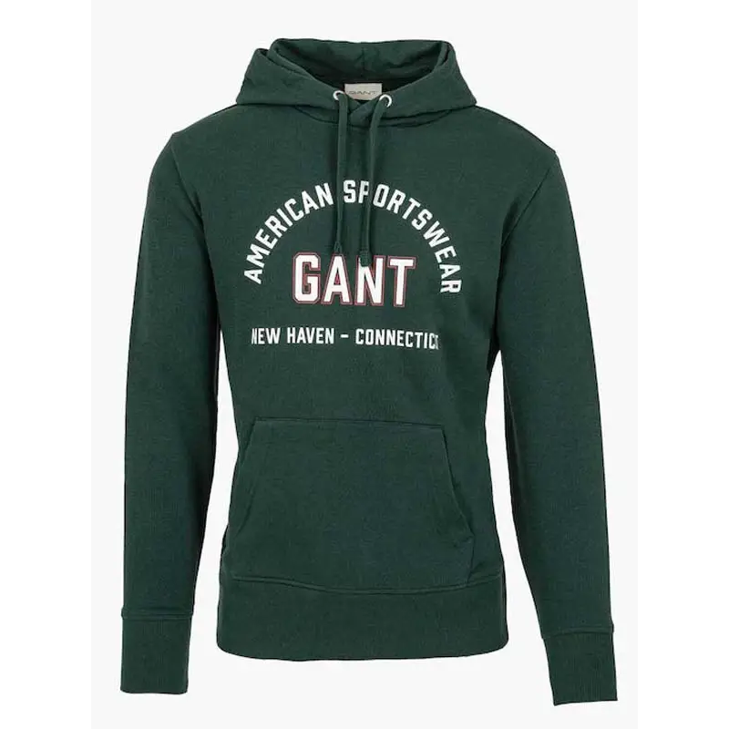 GANT PRINTED GRAPHIC HOODIE TARTAN GREEN