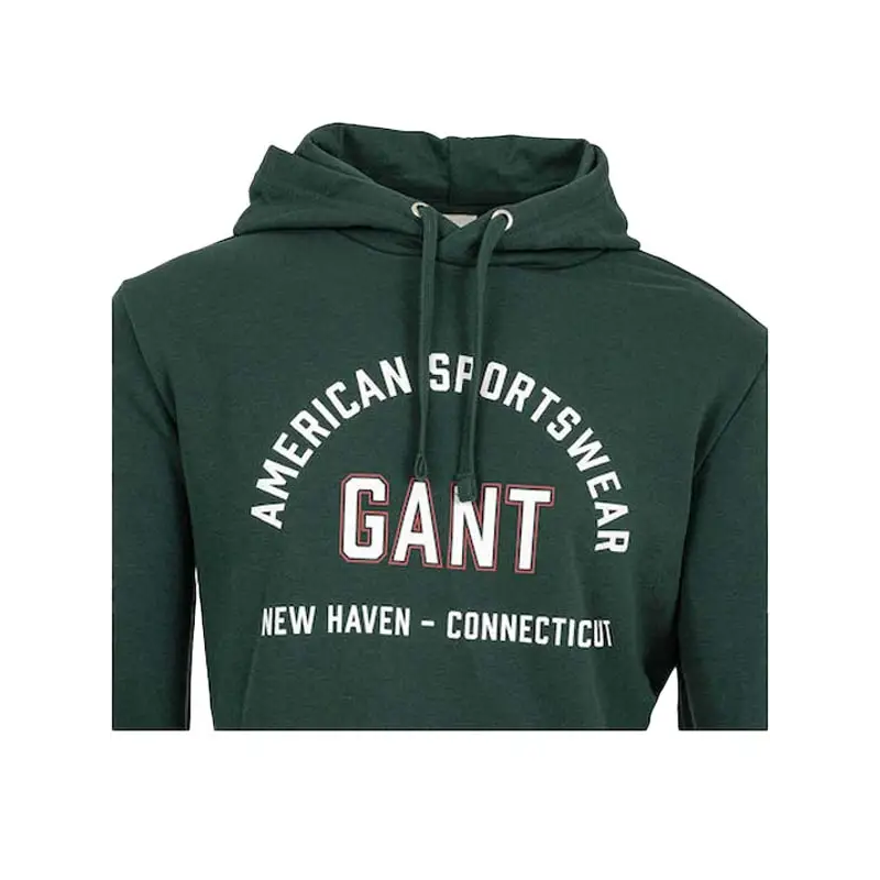 GANT PRINTED GRAPHIC HOODIE TARTAN GREEN - textil