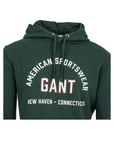 GANT PRINTED GRAPHIC HOODIE TARTAN GREEN - textil