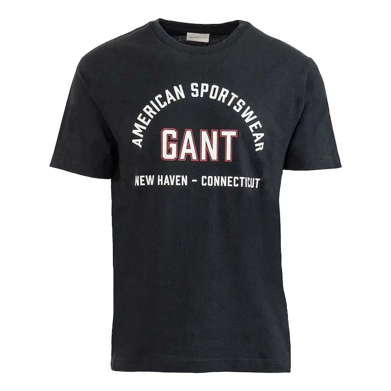 GANT PRINTED GRAPHIC SS T-SHIRT BLACK - textil