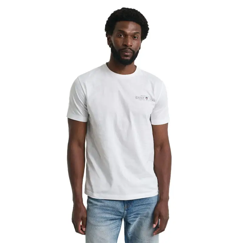 GANT PRINTED GRAPHIC SS T SHIRT EGGSHELL