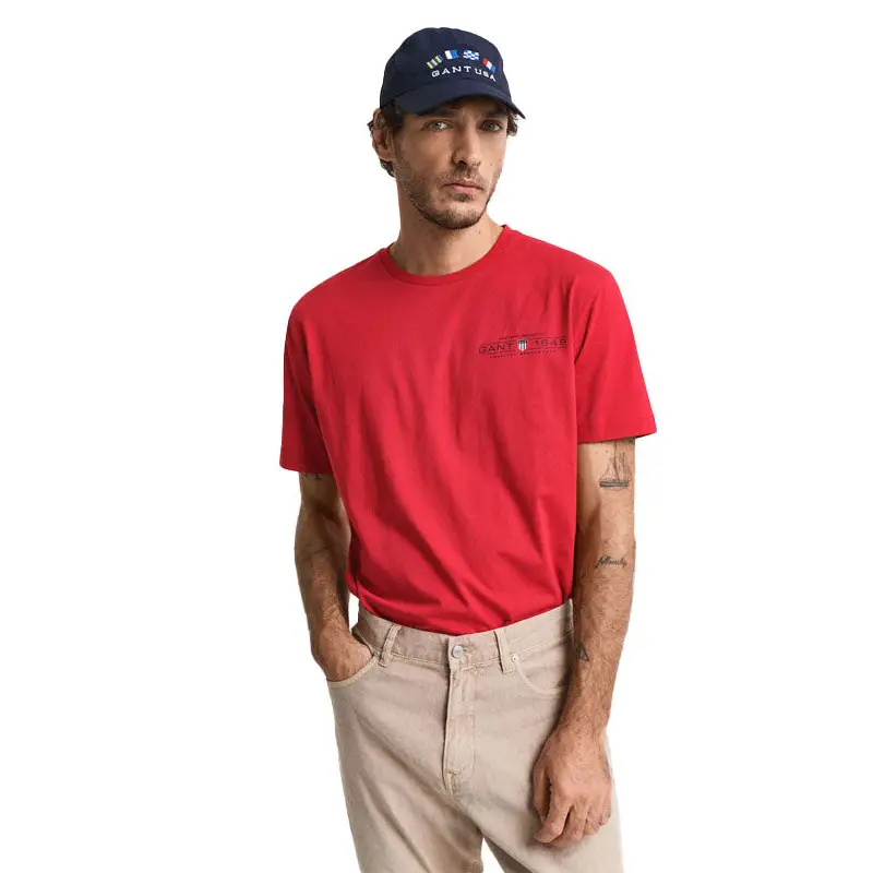 GANT PRINTED GRAPHIC SS T SHIRT RUBY RED