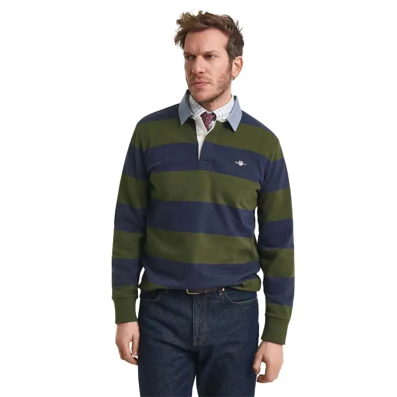 GANT REG CHAMBRAY STRIPE HEAVY RUGGER COUNTRY GREE - textil