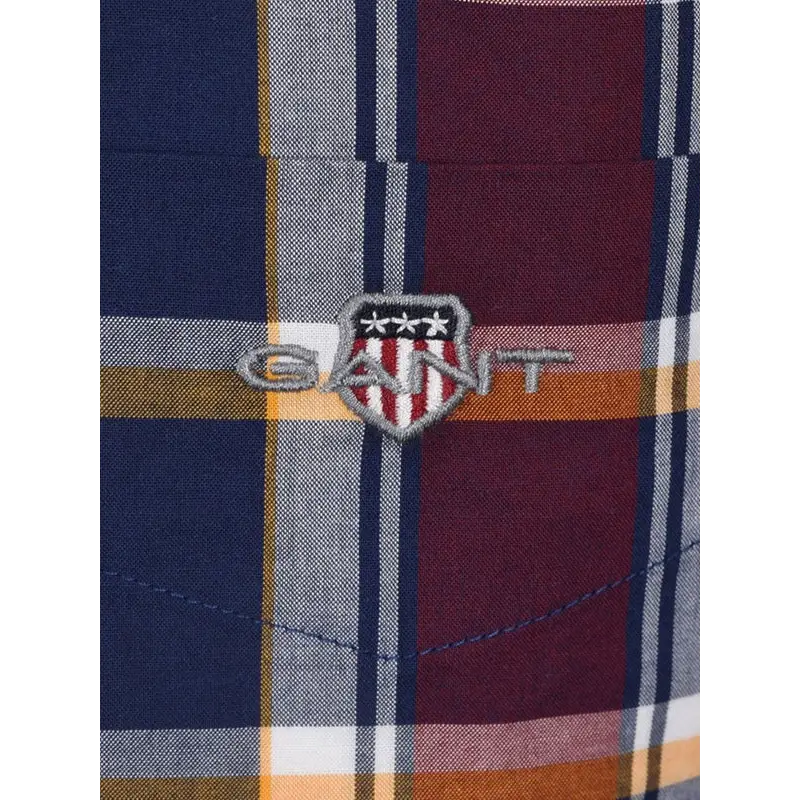GANT REG CLASSIC POPLIN CHECK PERSIAN BLUE - textil