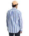 GANT REG COTTON LINEN BOLD STRIPE SHIRT RICH BLUE