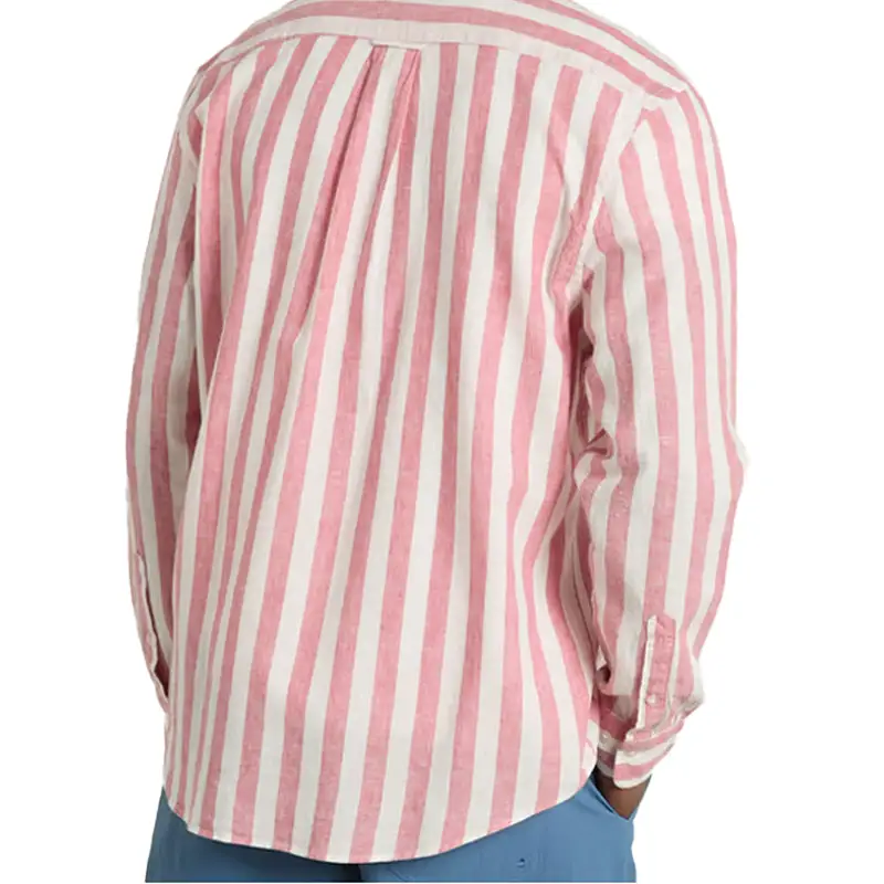 GANT REG COTTON LINEN STRIPE SHIRT ROSE PINK