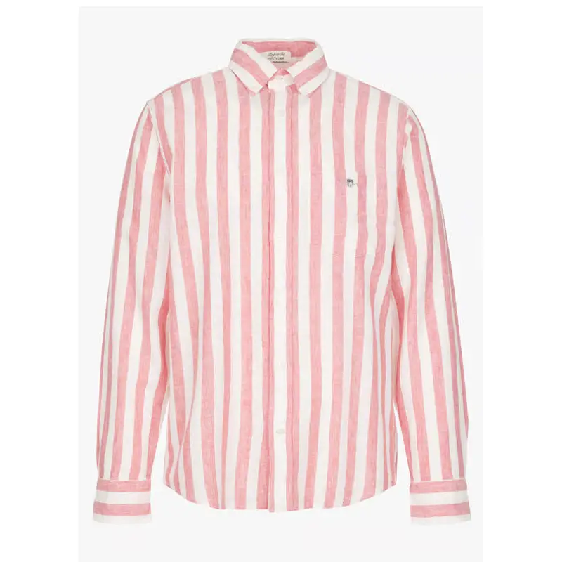 GANT REG COTTON LINEN STRIPE SHIRT ROSE PINK