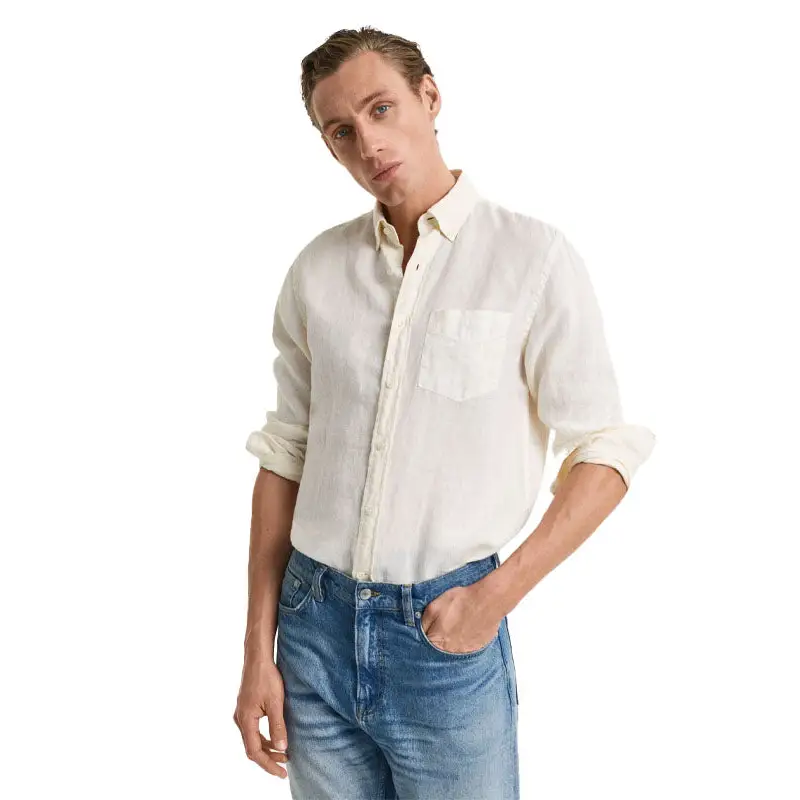 GANT REG GMNT DYED LINEN SHIRT CREAM