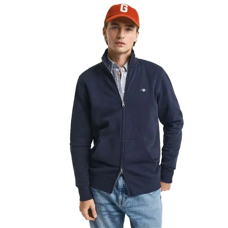 GANT REG SHIELD FULL ZIP SWEAT BLUE EVENING