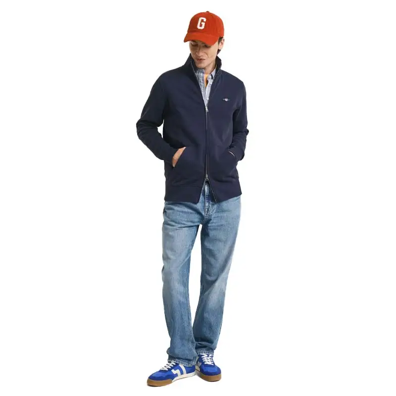 GANT REG SHIELD FULL ZIP SWEAT BLUE EVENING - textil