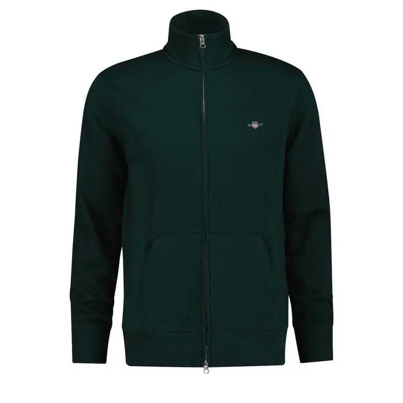 GANT REG SHIELD FULL ZIP SWEAT TARTAN GREEN - textil