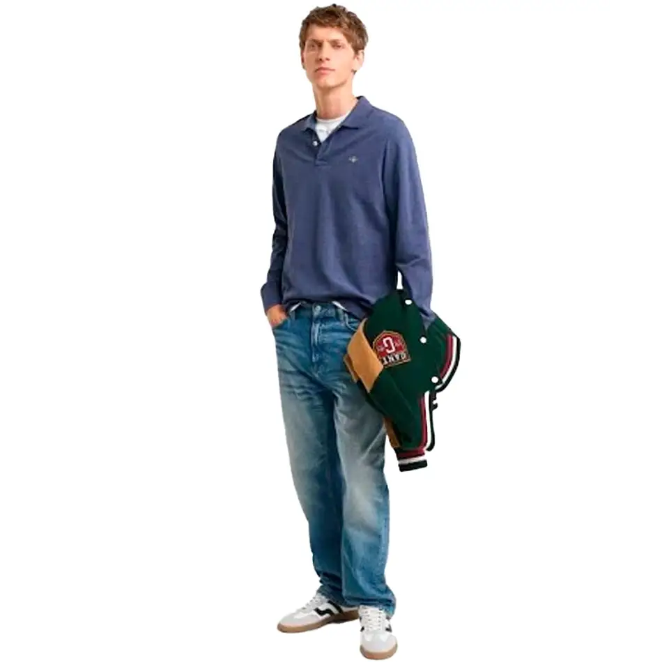 GANT REG SHIELD LS PIQUE RUGGER DARK JEANS BLUE ME - textil