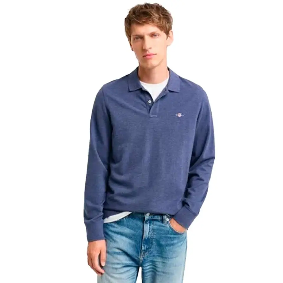 GANT REG SHIELD LS PIQUE RUGGER DARK JEANS BLUE ME - textil