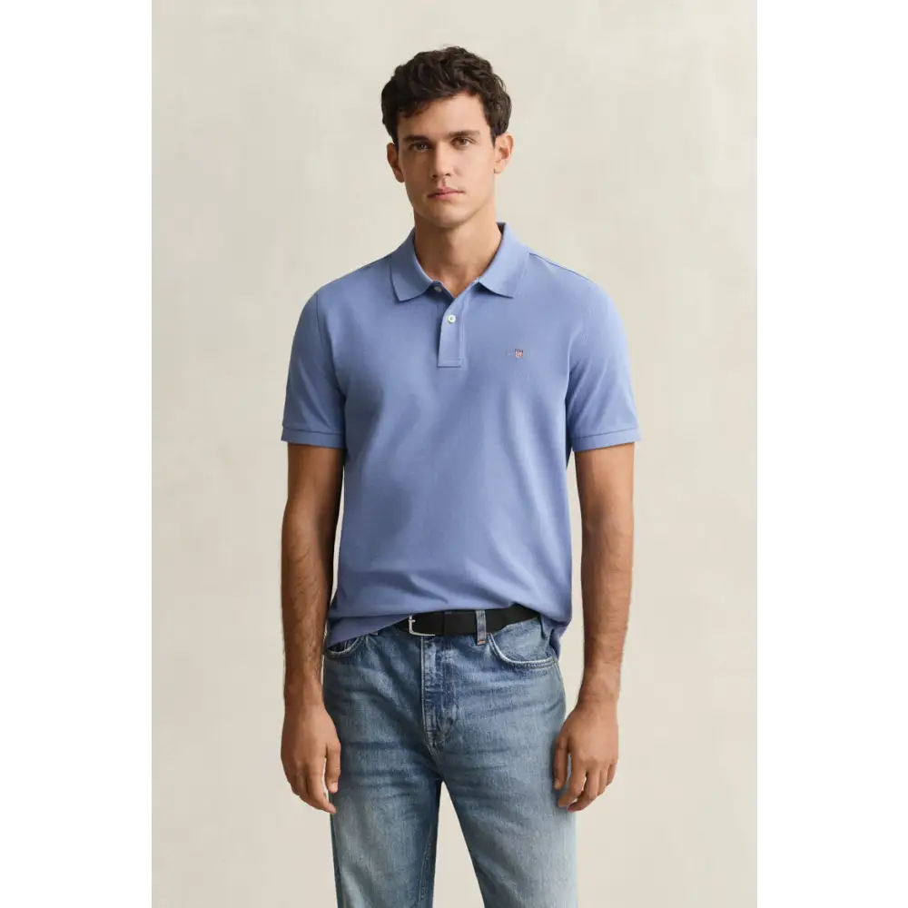 GANT REG SHIELD SS PIQUE POLO FADED DENIM