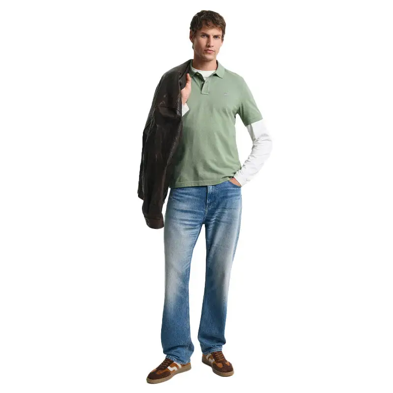 GANT REG SHIELD SS PIQUE POLO KALAMATA GREEN