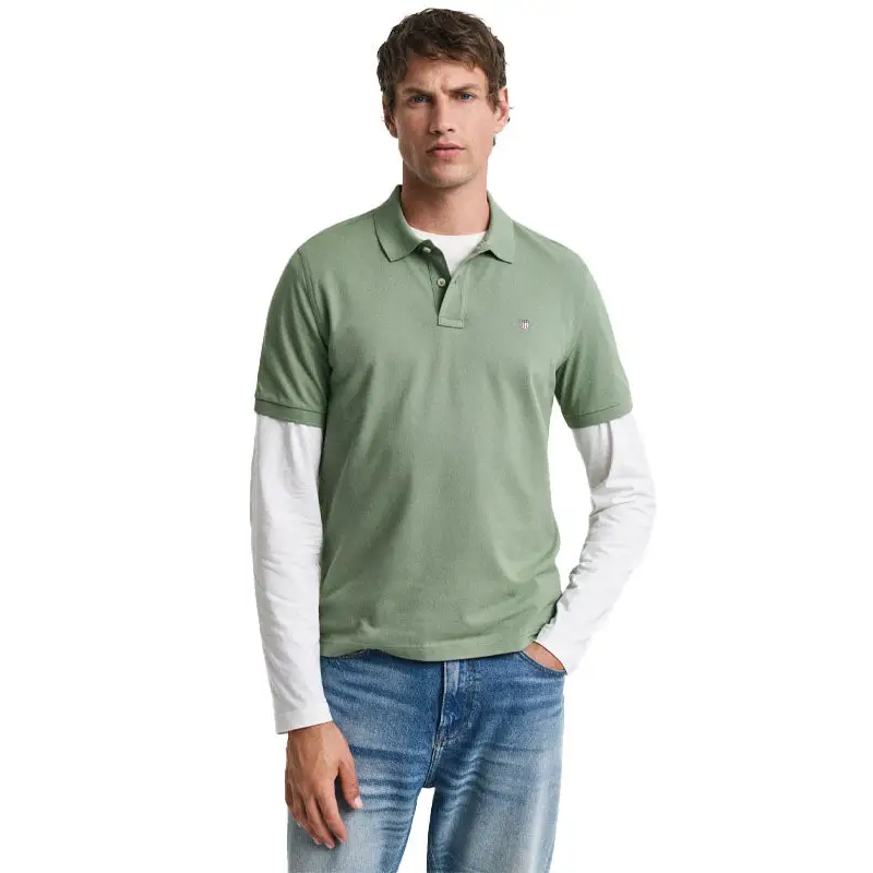 GANT REG SHIELD SS PIQUE POLO KALAMATA GREEN