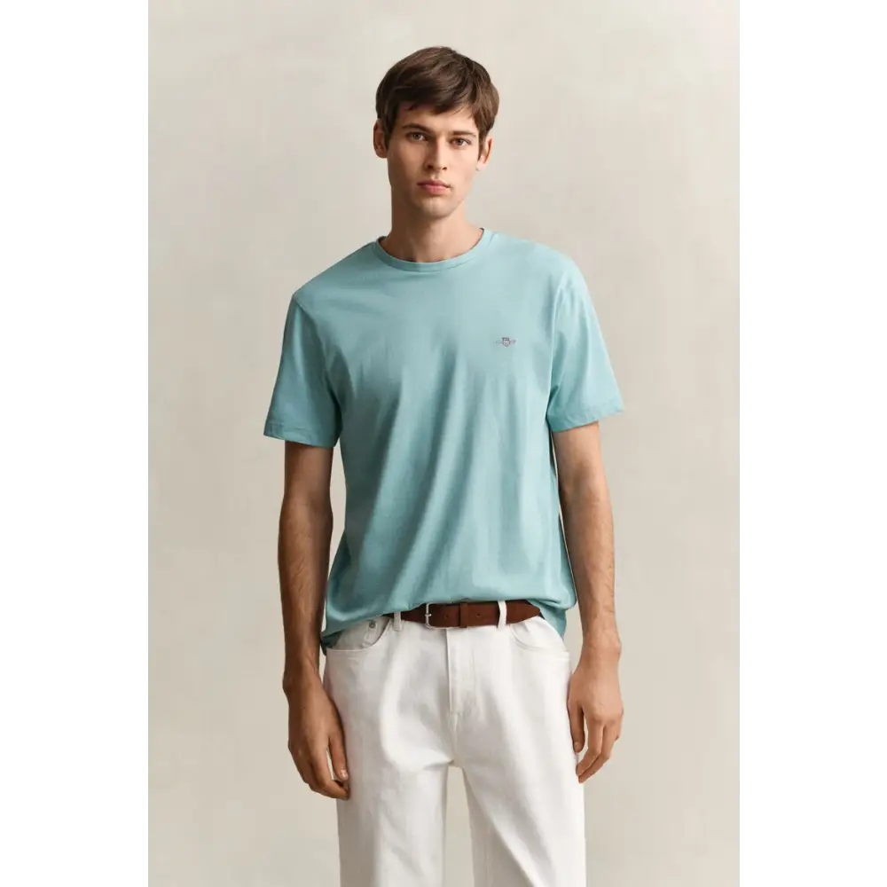 GANT REG SHIELD SS T SHIRT MUTE TURQUOISE