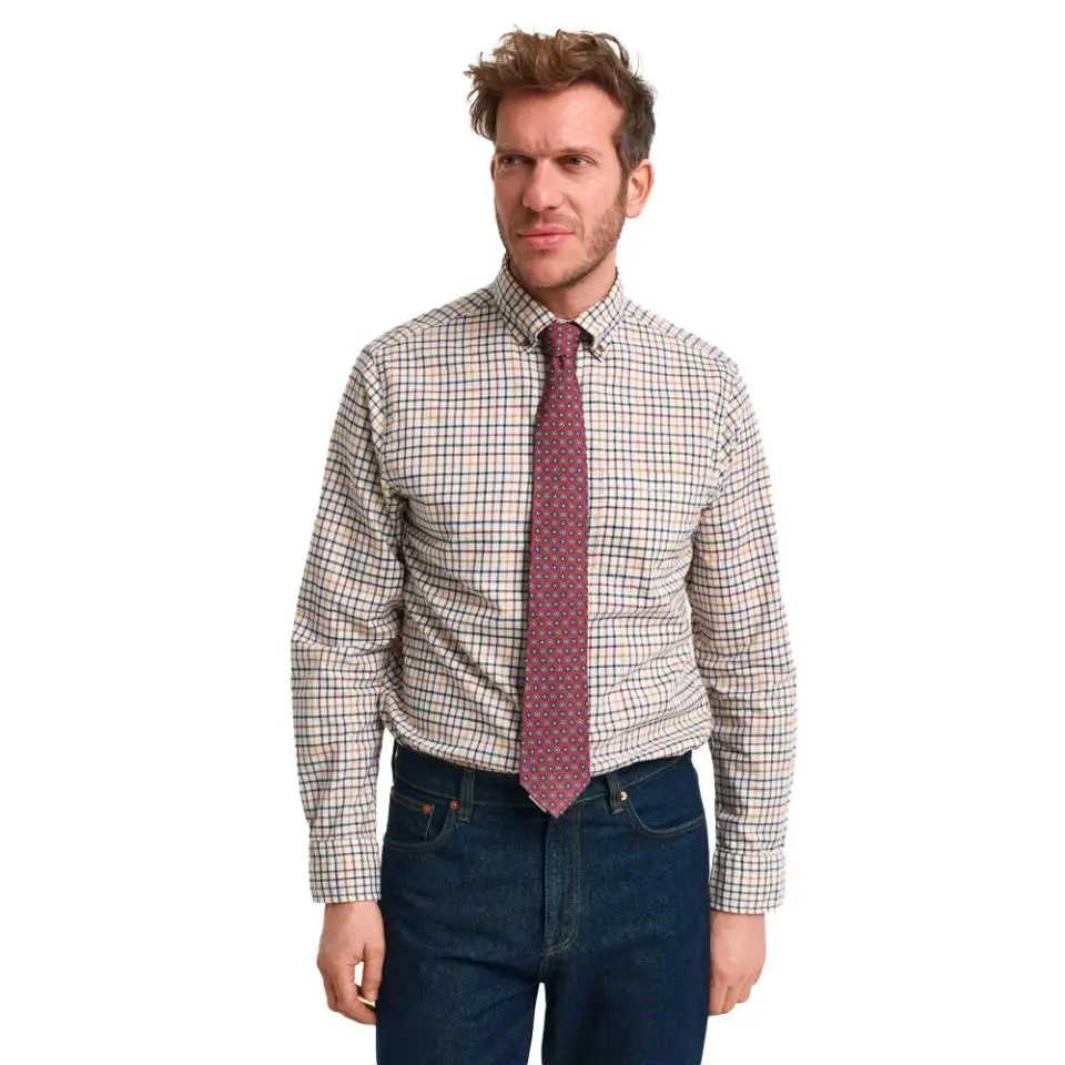 GANT REG TWILL CHECK SHIRT DEEP ORANGE - textil