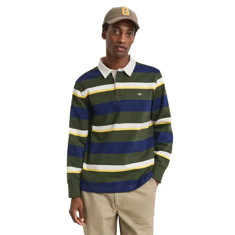 GANT STRIPED HEAVY RUGGER COUNTRY GREEN - textil