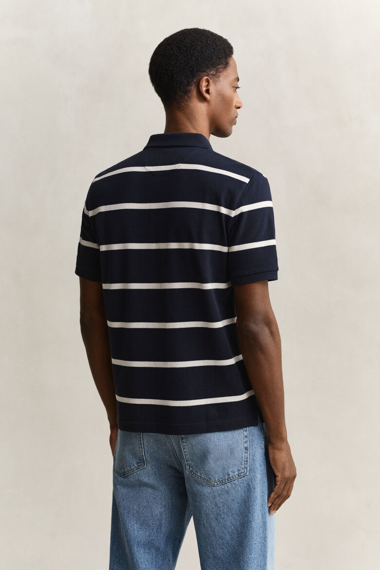 GANT STRIPED SS POLO OCS EVENING BLUE