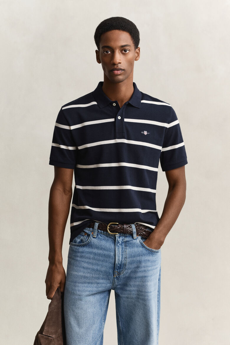 GANT STRIPED SS POLO OCS EVENING BLUE